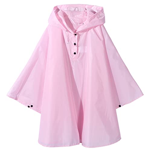 QIKADO Kinder Regencape Mädchen Jungen Regenponcho Wasserdicht Unisex mit Kapuze Pink/116 von QIKADO