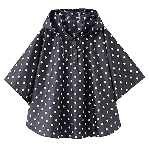 QIKADO Kinder Regenmantel eine Kapuze mit Kordelzug für Jungs & Mädchen Schwarzer Punkt M/3-5 jahre von QIKADO