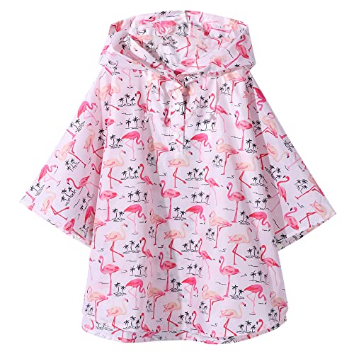 QIKADO Regenbekleidung Kinder Wiederverwendbar Regenponcho Kinder Wasserdicht Jungen/Mädchen Flamingo Rot 1-3jahre von QIKADO