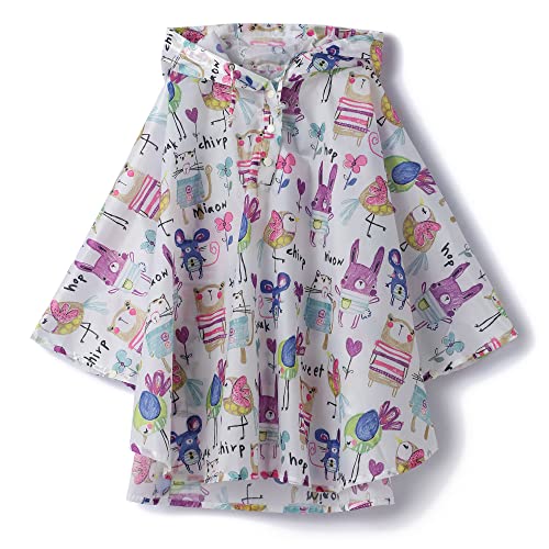 QIKADO Regenponcho Kinder Einteilige Regenanzüge Wiederverwendbare Regenkleidung Wasserdicht mit Tragetasche Tier/5-8jahre von QIKADO