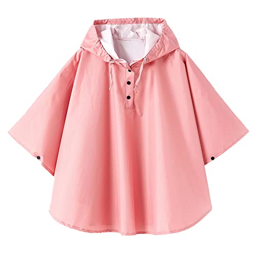 QIKADO Regenponcho Kinder Wasserdicht mit Kapuze für Jungs & Mädchen Dunkelpink S/1-3 jahre von QIKADO