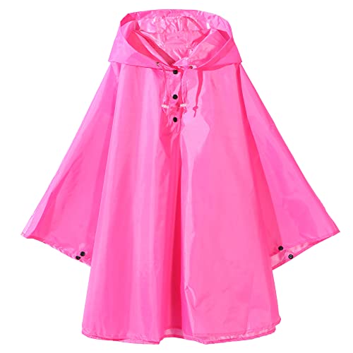 QIKADO Regenponcho für Kinder Jungen Mädchen Wiederverwendbar Ultraleicht Ungefüttert mit Tasche Rose M von QIKADO