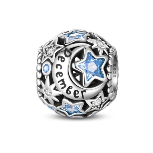 QIKAOLA 925 Sterling Silber Birthstone Charms Perlen Pandora Charms für Armbänder und Halsketten von QIKAOLA