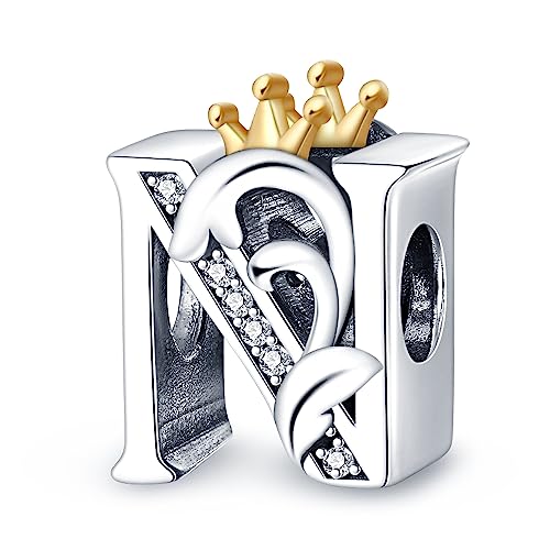 QIKAOLA 925 Sterling Silber Buchstabe Charms A-Z Alphabet Perlen für Pandora Armband und Halskette Silber Charme Perlen Anhänger Kompatibel mit europäischen Armbänder Halskette für Frauen von QIKAOLA