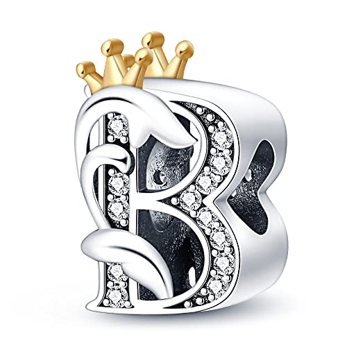 QIKAOLA 925 Sterling Silber Buchstabe Charms A-Z Alphabet Perlen für Pandora Armband und Halskette Silber Charme Perlen Anhänger Kompatibel mit europäischen Armbänder Halskette für Frauen von QIKAOLA