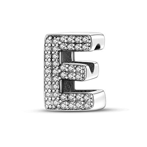 QIKAOLA 925 Sterling Silber Buchstaben Charms A-Z Alphabet Perlen für Pandora Armband und Halskette Cubic Zirkone Charm Perlen Anhänger fit für europäische Armbänder Halskette für Frauen Mädchen von QIKAOLA