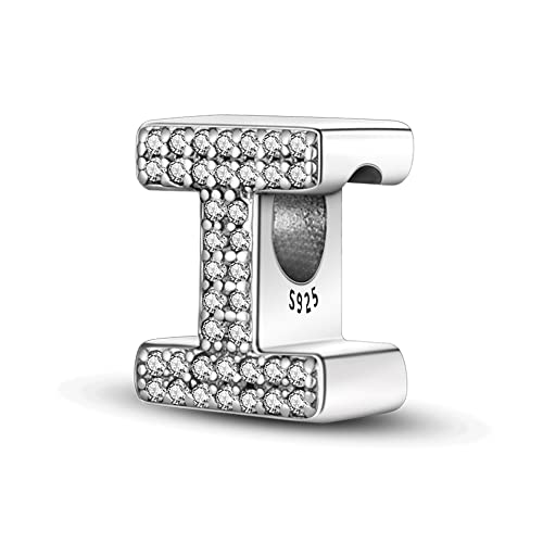 QIKAOLA 925 Sterling Silber Buchstaben Charms A-Z Alphabet Perlen für Pandora Armband und Halskette Cubic Zirkone Charm Perlen Anhänger fit für europäische Armbänder Halskette für Frauen Mädchen von QIKAOLA