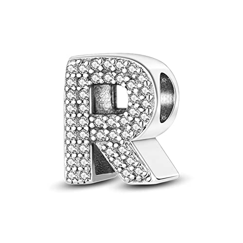 QIKAOLA 925 Sterling Silber Buchstaben Charms A-Z Alphabet Perlen für Pandora Armband und Halskette Cubic Zirkone Charm Perlen Anhänger fit für europäische Armbänder Halskette für Frauen Mädchen von QIKAOLA