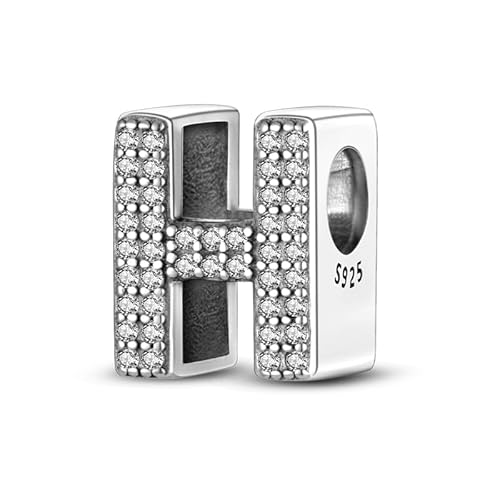 QIKAOLA 925 Sterling Silber Buchstaben Charms A-Z Alphabet Perlen für Pandora Armband und Halskette Cubic Zirkone Charm Perlen Anhänger fit für europäische Armbänder Halskette für Frauen Mädchen von QIKAOLA