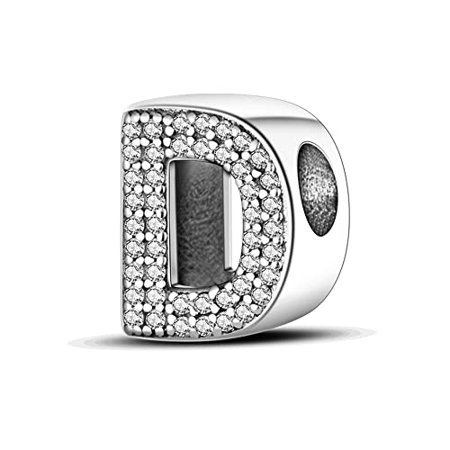 QIKAOLA 925 Sterling Silber Buchstaben Charms A-Z Alphabet Perlen für Pandora Armband und Halskette Cubic Zirkone Charm Perlen Anhänger fit für europäische Armbänder Halskette für Frauen Mädchen von QIKAOLA