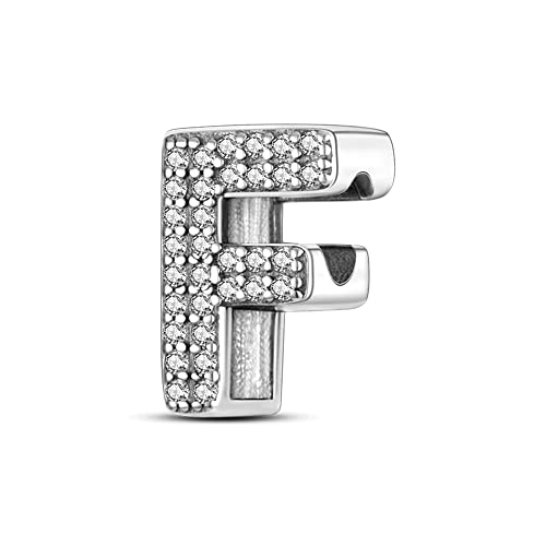 QIKAOLA 925 Sterling Silber Buchstaben Charms A-Z Alphabet Perlen für Pandora Armband und Halskette Cubic Zirkone Charm Perlen Anhänger fit für europäische Armbänder Halskette für Frauen Mädchen von QIKAOLA