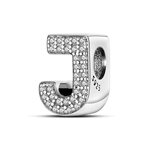 QIKAOLA 925 Sterling Silber Buchstaben Charms A-Z Alphabet Perlen für Pandora Armband und Halskette Cubic Zirkone Charm Perlen Anhänger fit für europäische Armbänder Halskette für Frauen Mädchen von QIKAOLA