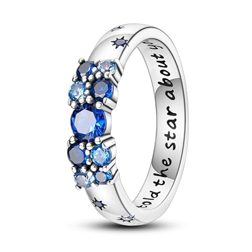 QIKAOLA 925 Sterling Silber Frauen Ring - Mond Stern Evil Eye Bunte Vintage Cubic Zirconia Stapelbar Erklärung für Mädchen von QIKAOLA