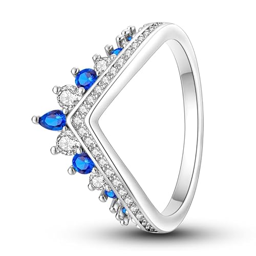 QIKAOLA Sterling Silber Ringe für Frauen - Bunte Statement Cubic Zirkonia Ringe, Stapelbar Vintage, Größe 6-9 von QIKAOLA
