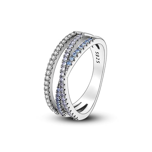 QIKAOLA 925 Sterling Silber Frauen Mond Stern Evil Eye Ring - Bunte Vintage Cubic Zirkonia Stapelbare Statement Ringe für Frauen Größe 6-9 von QIKAOLA