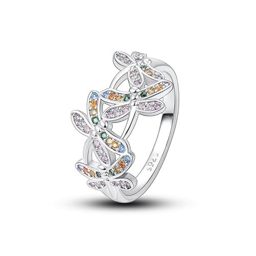 QIKAOLA 925 Sterling Silber Frauen Ringe: Mond Stern Evil Eye Bunte Vintage Cubic Zirkonia Stapelbare Statement Ringe für Frauen Größe 6-9 von QIKAOLA