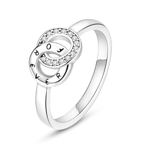QIKAOLA 925 Sterling Silber Frauen Ringe Mond Stern Ring Evil Eye Ring Bunte Vintage Ringe Cubic Zirkonia Ring Stapelbare Statement Ringe für Frauen Größe 6-9 von QIKAOLA