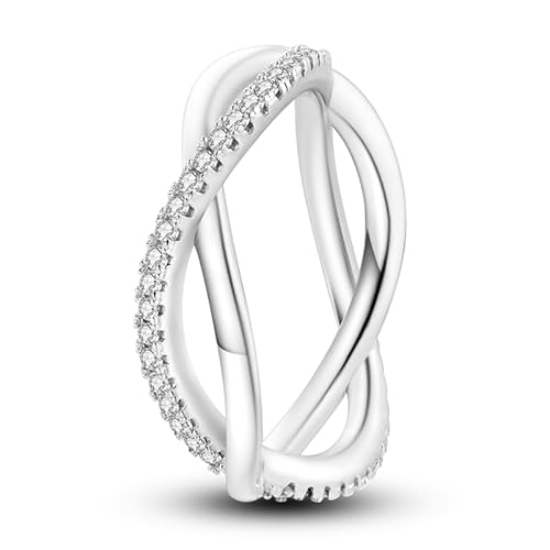 QIKAOLA 925 Sterling Silber Frauen Ringe: Mond, Stern, Evil Eye - Bunte Vintage Cubic Zirkonia Stapelbare Statement Ringe für Frauen Größe 6-9 von QIKAOLA