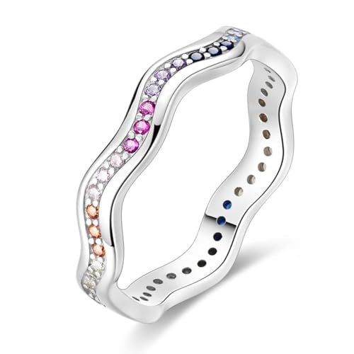 QIKAOLA 925 Sterling Silber Frauen Ringe Mond Stern Ring Evil Eye Ring Bunte Vintage Ringe Cubic Zirkonia Ring Stapelbare Statement Ringe für Frauen Größe 6-9 von QIKAOLA