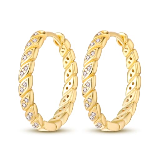 QIKAOLA 925 Sterling Silber Huggie Hoop Ohrringe für Frauen 14K Gold plattiert Kleine Hoop Ohrringe U-förmige Huggie-Ohrringe von QIKAOLA