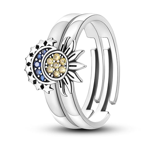 QIKAOLA 925 Sterling Silber Offene Ringe für Frauen Daumenring Stern/Mond/Blume/Schmetterling Zierlicher Ring Stapelbare Ringe Verstellbarer Ring von QIKAOLA