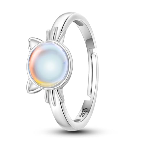 QIKAOLA 925 Sterling Silber Offene Ringe für Frauen Daumenring Stern/Mond/Blume/Schmetterling Zierlicher Ring Stapelbare Ringe Verstellbarer Ring von QIKAOLA