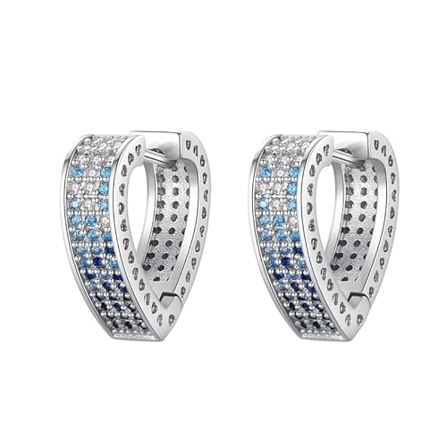 QIKAOLA 925 Sterling Silber Ohrringe U Shaped Hoop Ohrringe mit Multicolor Cubic Zirkonia Hypoallergene Groß Hoop Ohrringe für Frauen Mädchen von QIKAOLA