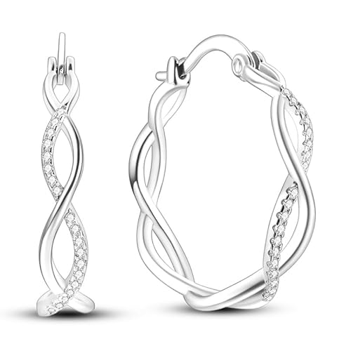 QIKAOLA 925 Sterling Silber Ohrringe U Shaped Hoop Ohrringe mit Multicolor Cubic Zirkonia Hypoallergene Groß Hoop Ohrringe für Frauen Mädchen von QIKAOLA