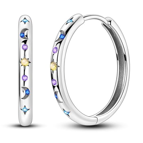 QIKAOLA 925 Sterling Silber Ohrringe für Frauen Bunte Creolen Hypoallergene Huggie Ohrringe von QIKAOLA