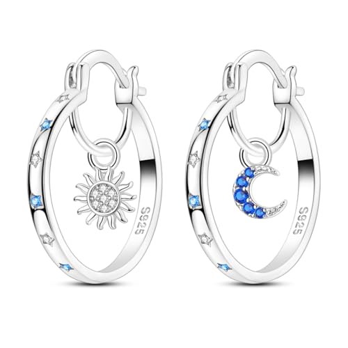 QIKAOLA 925 Sterling Silber Ohrringe für Frauen Bunte Creolen Hypoallergene Huggie Ohrringe von QIKAOLA