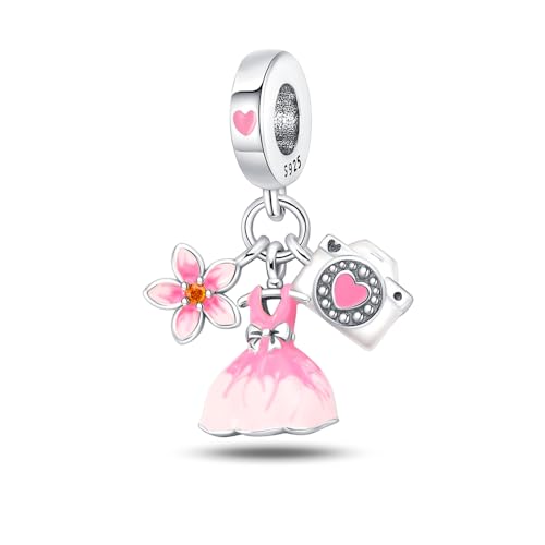 QIKAOLA Charm passt Halskette Armbänder für Frau 925 Sterling Silber Dangle Anhänger Perlen Pandora Charm Perlen für Armband Halskette von QIKAOLA