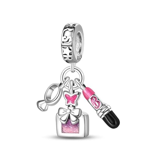 QIKAOLA Charm passt Halskette Armbänder für Frau 925 Sterling Silber Dangle Anhänger Perlen Pandora Charm Perlen für Armband Halskette von QIKAOLA