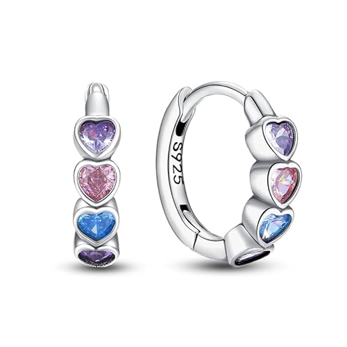 QIKAOLA 925 Sterling Silber Ohrringe für Frauen Bunte Creolen Kleine Creolen Huggie-Ohrringe Hypoallergene Ohrringe für Mädchen von QIKAOLA