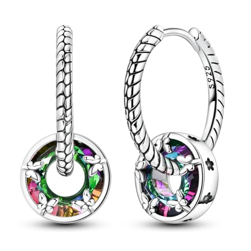 QIKAOLA S925 Silber Ohrringe für Frauen Huggie Hoop Ohrringe creolen bunt kubischer Zirkon von QIKAOLA