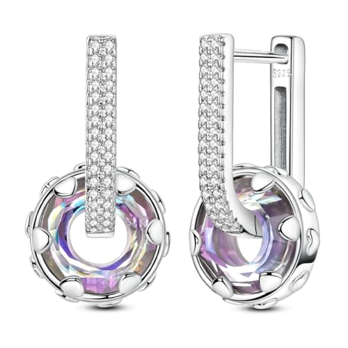 QIKAOLA S925 Silber Ohrringe für Frauen Huggie Hoop Ohrringe bunt kubischer Zirkon von QIKAOLA