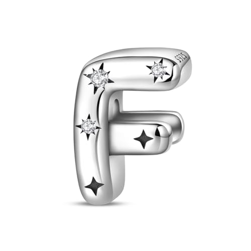 QIKAOLA S925 Sterlingsilber-Buchstaben Charms für Pandora-Armbänder 26 Initialen A-Z Alphabet Anhänger für Damen Schmuck Geschenk von QIKAOLA