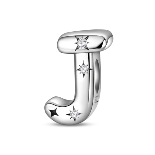 QIKAOLA S925 Sterlingsilber-Buchstaben Charms für Pandora-Armbänder 26 Initialen A-Z Alphabet Anhänger für Damen Schmuck Geschenk von QIKAOLA