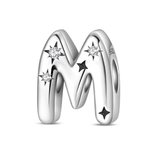 QIKAOLA S925 Sterlingsilber-Buchstaben Charms für Pandora-Armbänder 26 Initialen A-Z Alphabet Anhänger für Damen Schmuck Geschenk von QIKAOLA