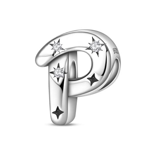 QIKAOLA S925 Sterlingsilber-Buchstaben Charms für Pandora-Armbänder 26 Initialen A-Z Alphabet Anhänger für Damen Schmuck Geschenk von QIKAOLA