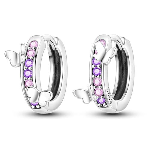 QIKAOLA Silber-Ohrringe für Frauen 925 Sterling Silber Creolen Bunte Huggie-Ohrringe für Mädchen Schmuck Geschenke von QIKAOLA