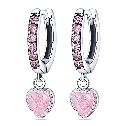 QIKAOLA Silber-Ohrringe für Frauen 925 Sterling Silber Creolen Bunte Huggie-Ohrringe für Mädchen Schmuck Geschenke von QIKAOLA