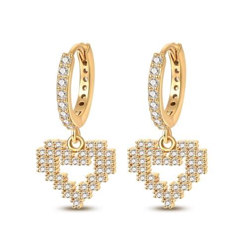 QIKAOLA Silber Creolen Ohrringe mit bunten Cubic Zirkonia - Hypoallergene Sterling Silber Huggie Scharnier Knorpel Ohrringe von QIKAOLA