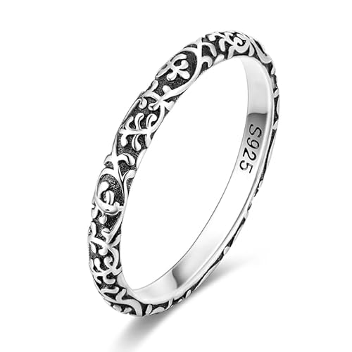 QIKAOLA Silber Ringe für Frauen 925 Sterling Silber Ringe Erklärung Ringe stapelbar Ringe für Jugendliche Mädchen Eternity Band Ringe von QIKAOLA