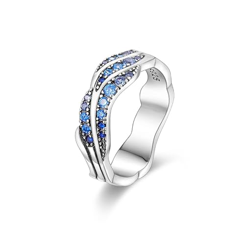 QIKAOLA Sterling Silber Ringe für Frauen Bunte Statement Ringe Cubic Zirkonia Ringe Stapelbar Vintage Ringe Ringe Größe 6-9 von QIKAOLA