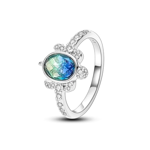 QIKAOLA Sterling Silber Ringe für Frauen - Bunte Statement Cubic Zirkonia Ringe Stapelbar Vintage Größe 6-9 von QIKAOLA