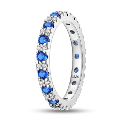 QIKAOLA Sterling Silber Ringe für Frauen - Bunte Statement Cubic Zirkonia Ringe Stapelbar Vintage Größe 6-9 von QIKAOLA