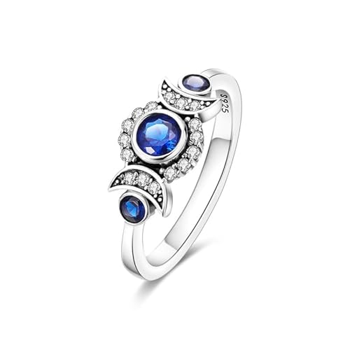 QIKAOLA Sterling Silber Ringe für Frauen Bunte Statement Ringe Cubic Zirkonia Ringe Stapelbar Vintage Ringe Ringe Größe 6-9 von QIKAOLA