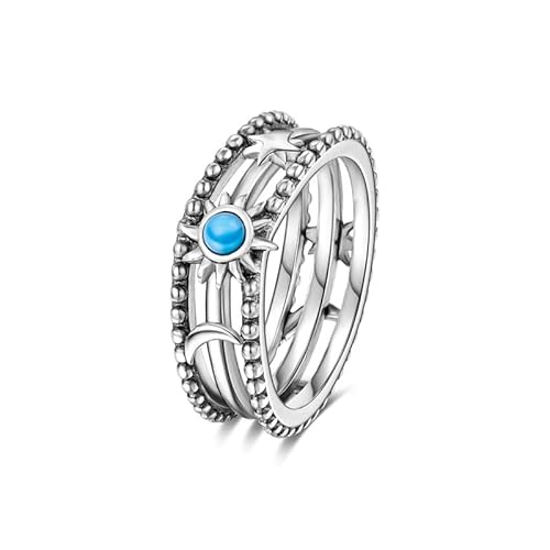 QIKAOLA Sterling Silber Ringe für Frauen Bunte Statement Ringe Cubic Zirkonia Ringe Stapelbar Vintage Ringe Ringe Größe 6-9 von QIKAOLA