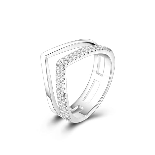 QIKAOLA Sterling Silber Ringe für Frauen - Bunte Statement Cubic Zirkonia Ringe, Stapelbar Vintage, Größe 6-9 von QIKAOLA