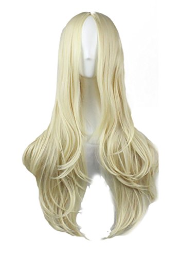 Damen Perücke Lang gewellte Perücke Natürlich für Anime Cosplay Kostümparty Halloween Karneval von QIKEGooods